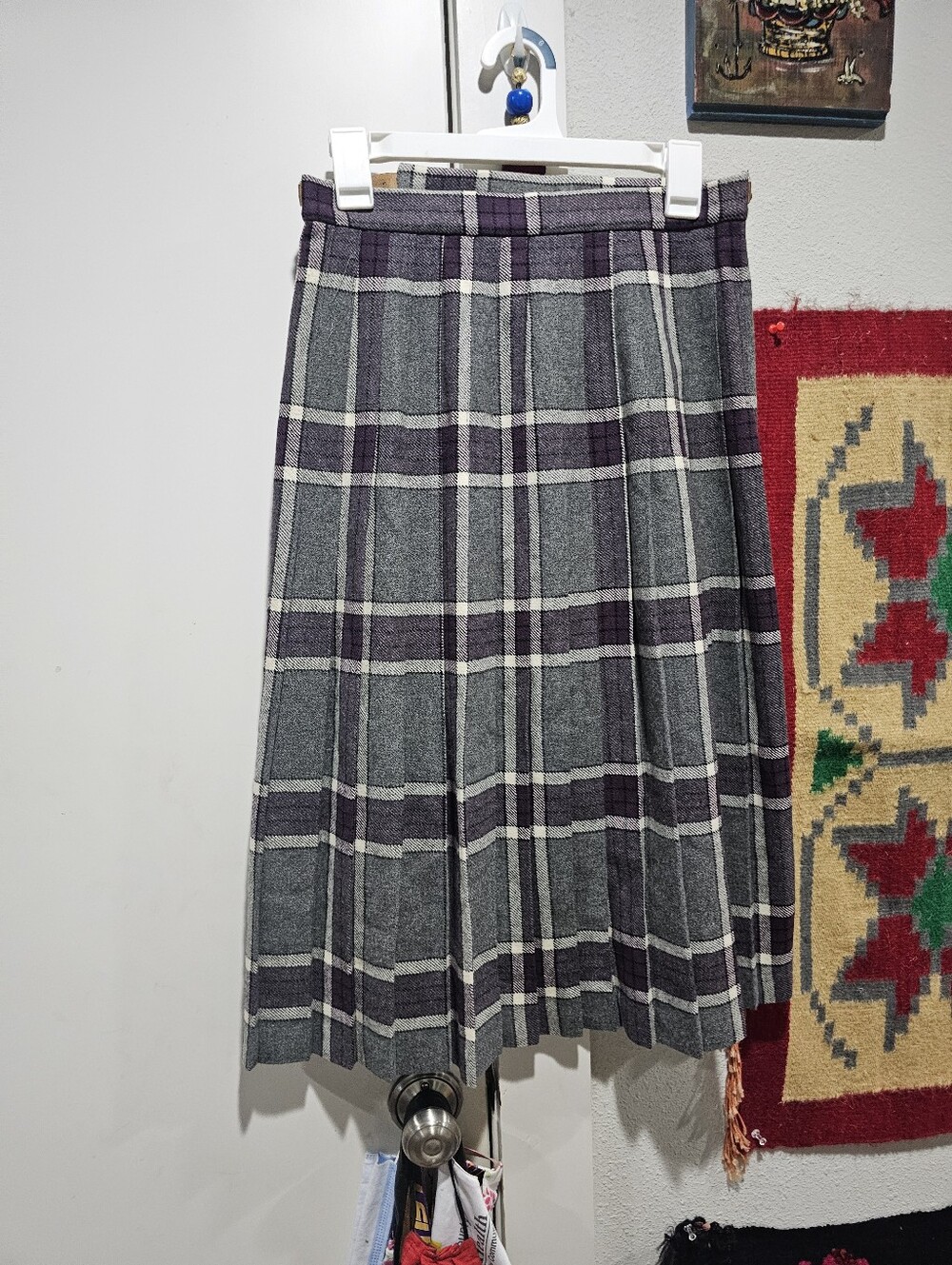 Vintage Wool Plaid Kilt-y Skirt 12